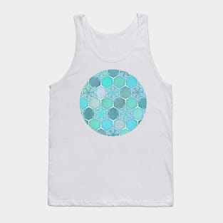 Frozen Mint Honeycomb - Doodle Hexagon Pattern Tank Top